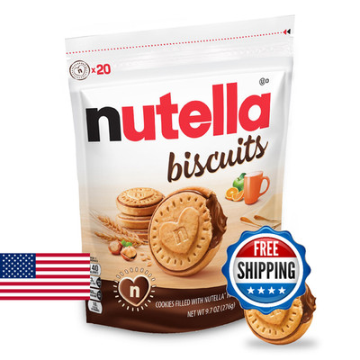 Nutella Biscuits Cookies - Filled with Hazelnut Spread (9.7 oz Bag)