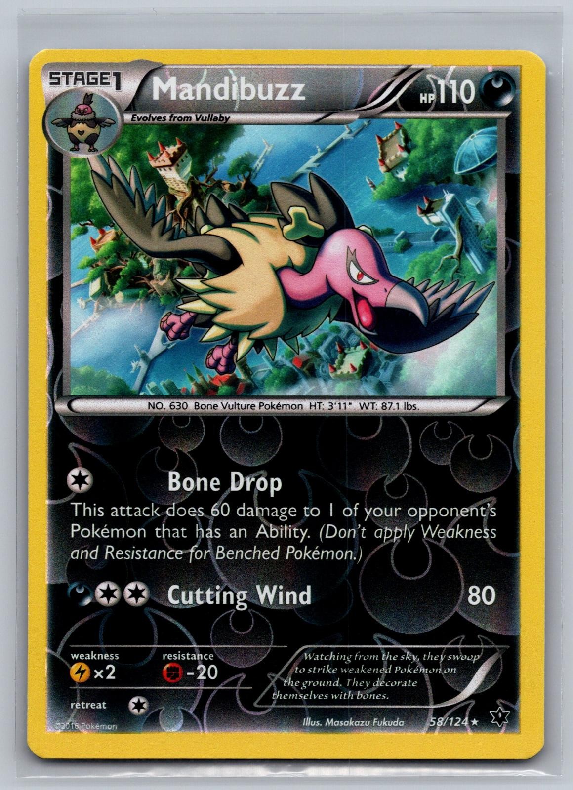Mandibuzz 58/124 Rare Fates Collide Pokemon Reverse Holo Near Mint
