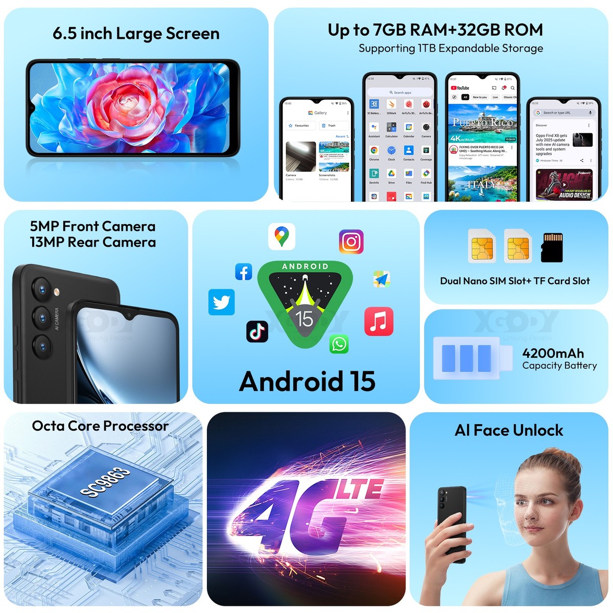 2023 NEU Dual SIM Smartphone Android Handy Ohne Vertrag 5MP Quad Core 5.5 Zoll E - Foto 11