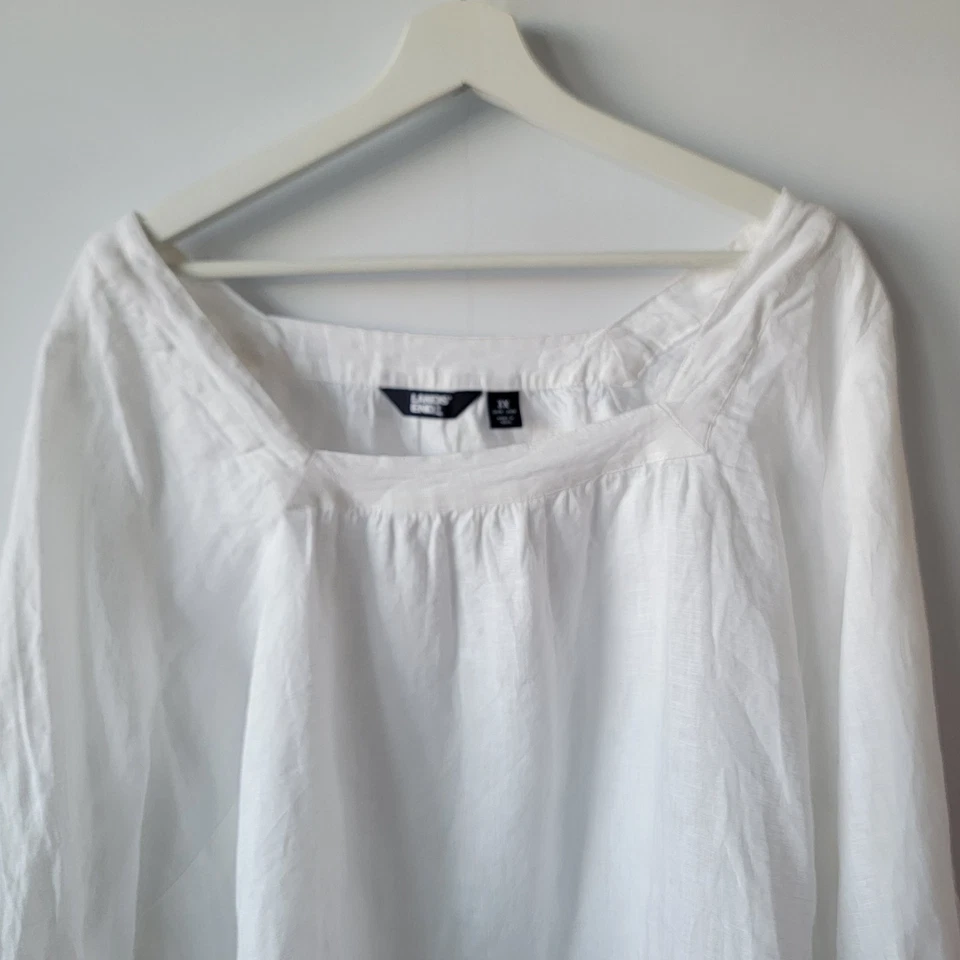 Blusa Lands End feminina 100% linho gola quadrada tamanho 3x mangas 3/4 com punhos elásticos - Imagem 3 de 4