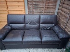 Black Leather 3 and 2 Seater Sofa Contemporary Arms Cushion Back 205cm