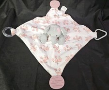 Modern Baby Snuggle Blankie Elephant Teether Rattle Mauve/Pink Lovey