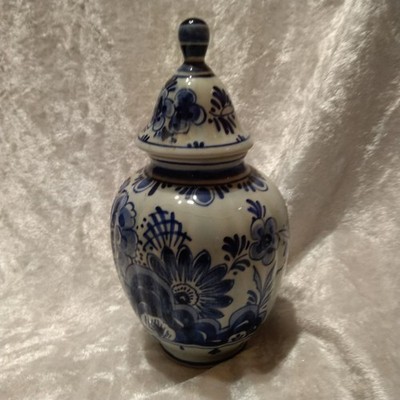 Handbemaltes Delfts Holland blaues Ingwerglas 6 Zoll hoch hübsches Blumenmuster
