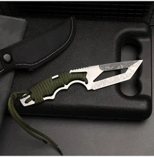 4Cr13 Tanto Fixed Blade 8.07" Knife 5mm Thick w/ Paracord & Nylon Sheath Black