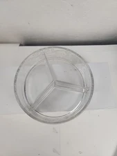 Clear Glass Divided Relish Nut Candy Tray Dish Heavy Round Floral Design