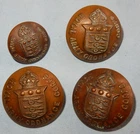WW2 ERA ROC ROYAL ARMY ORDNANCE CORPS MILITARY BUTTON LOT OF 4 WORLD WAR II