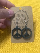 Peace Sign Earrings NEW Dark Green