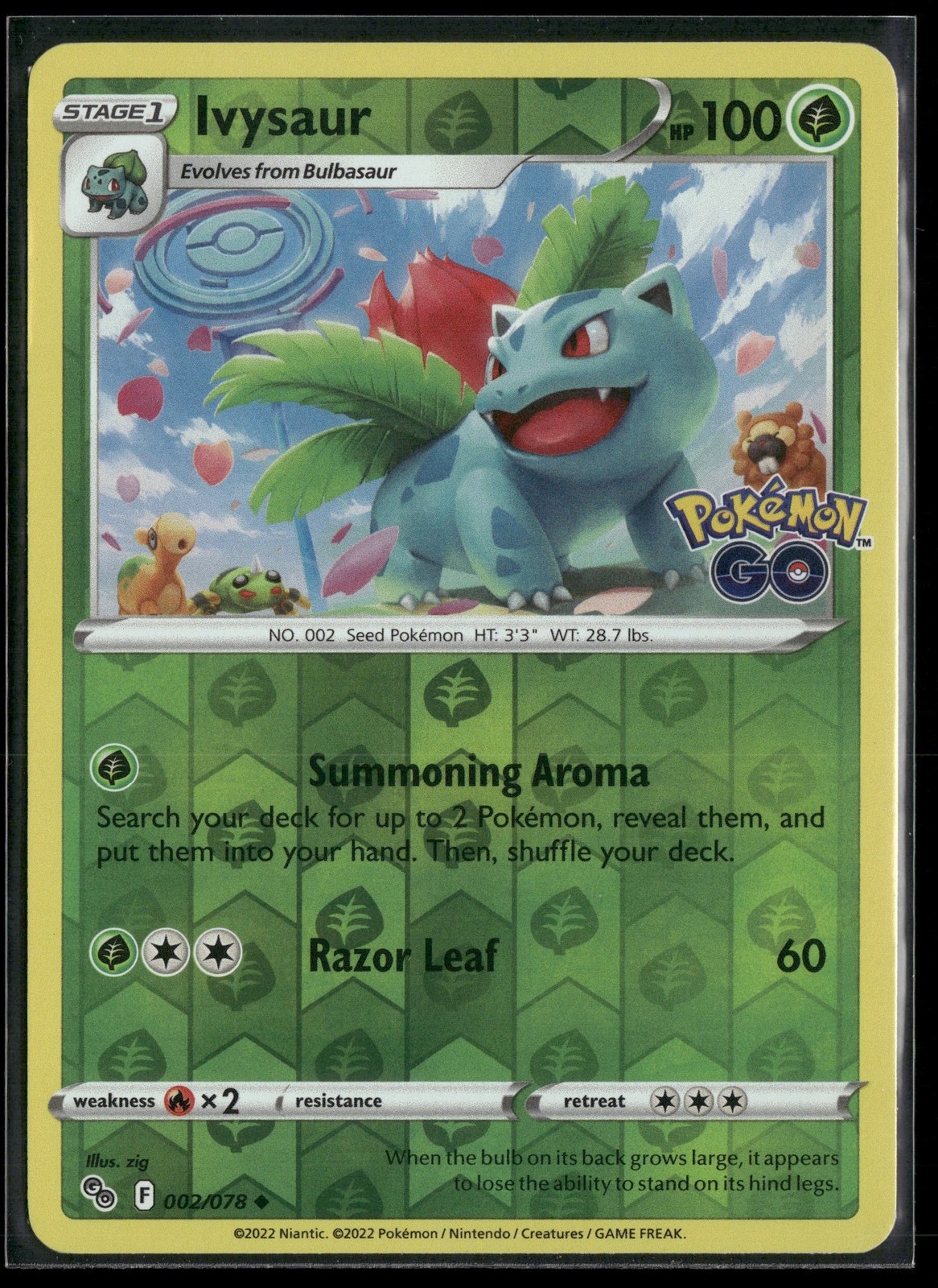 Ivysaur 002/078 U Pokemon GO Reverse Holo NM Pokemon