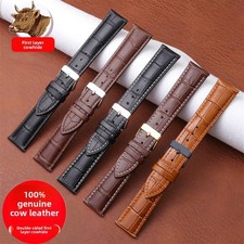 Quick Release Double-sided Genuine Leather Watch Strap Pin Buckle Band 18mm-24mm