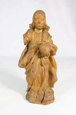 ANCIENNE JOLIE SCULPTURE EN BOIS DE CHENE SCULPTE SAINT APOTRE EPOQUE XVIII ème - Photo 1/2