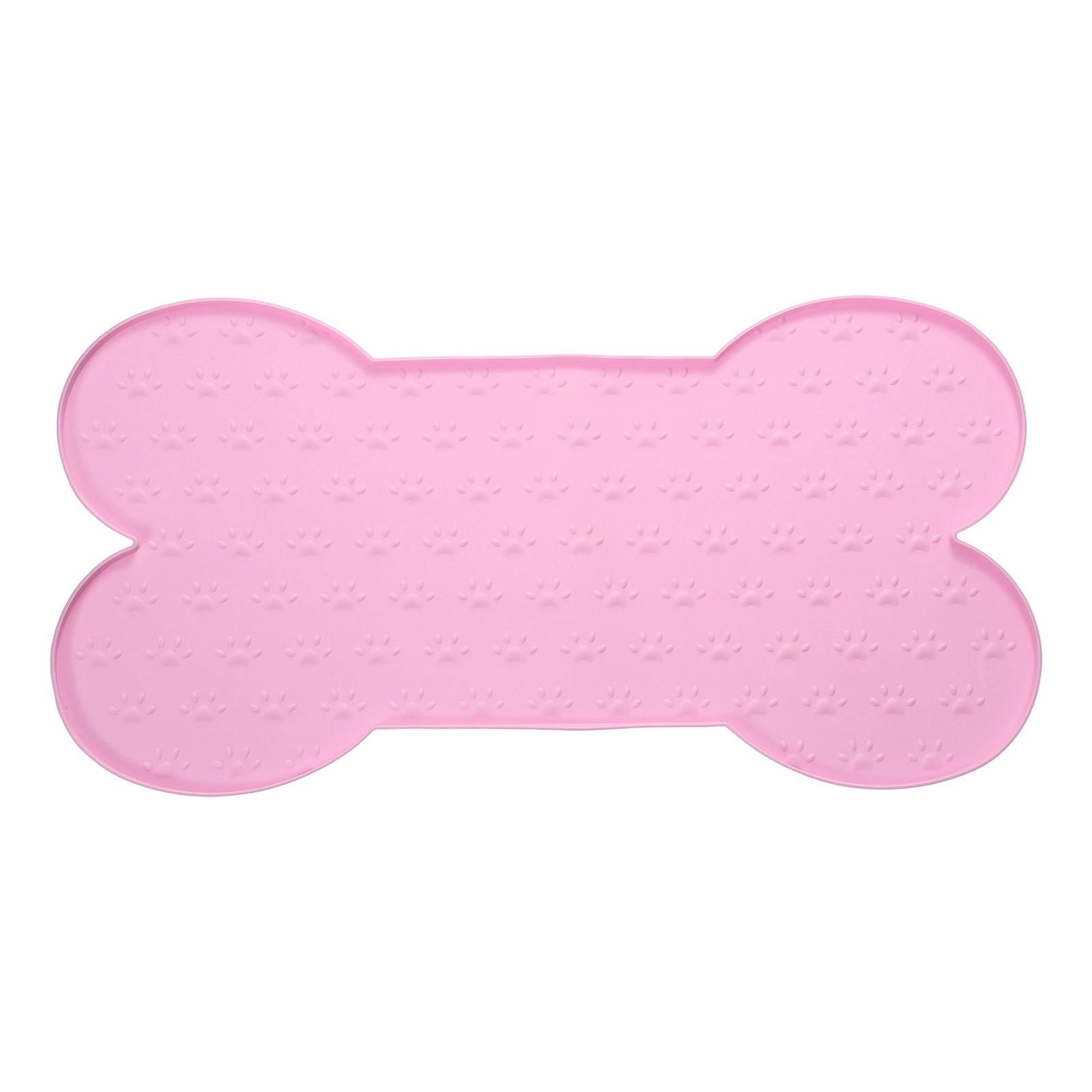 Mat 20x10 Inch Silicone Pet Feeding Mat Bone Shaped Pink