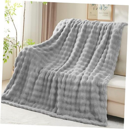 Überwurf Decke für Couch super weich Flanell Fleece 3D Überwurf (50"x60") grau - Bild 1 von 7