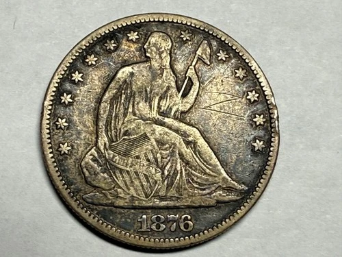 1876 SEATED LIBERTY silver U.S. half dollar. Fine-VF, some marks. #q1