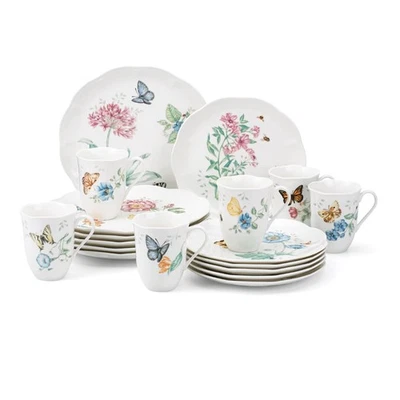 6342794 Lenox Butterfly Meadow 18-Piece Dinnerware Set White