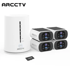 ARCCTV Wireless WiFi6 Home CCTV Security Camera System Solar Powered 4-Pack Kit