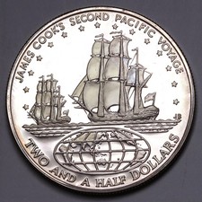 1973 Cook Islands  2.5 Dollars $2.5 QEII KM#?9 Proof Coin, 0.81oz Silver