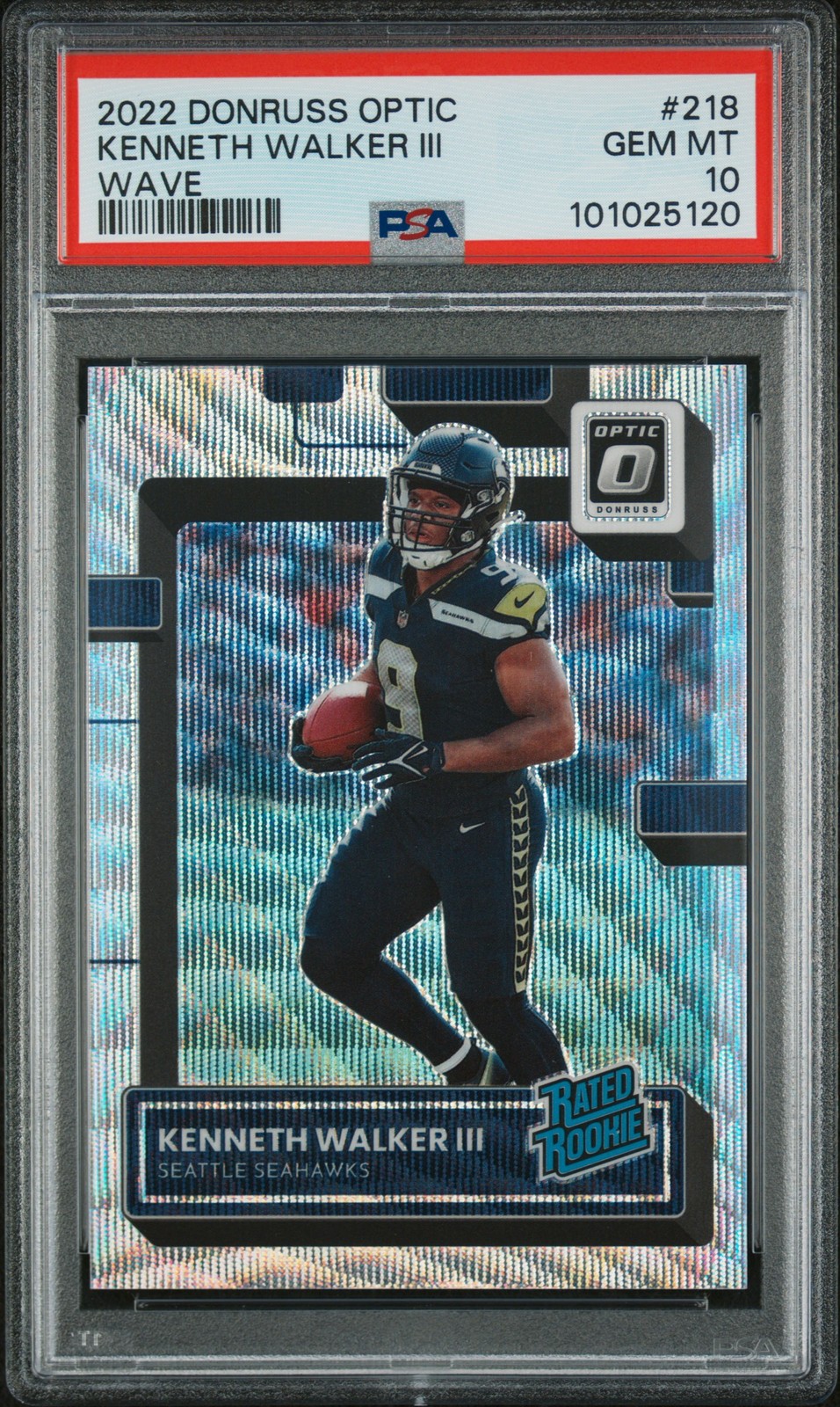 2022 PANINI DONRUSS OPTIC WAVE #218 KENNETH WALKER III 295/300 PSA 10