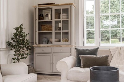 Glass Display Cabinet Large Dresser Cabinet Kitchen Furniture FLORENCE  Truffle