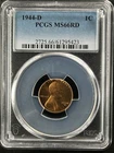 1944-D  1C RD Lincoln Wheat One Cent  PCGS MS66RD  61295423