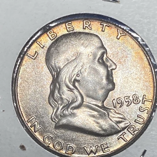 1958-P Franklin Half Dollar Uncirculated Getting Toned BU Check Pictures