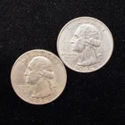 90% Silver - $0.50 FV - 2 Coins -  1964 Washington Quarter  - 15-27