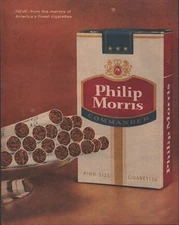 Philip Morris King Size Cigarettes Non Filtered Smokes 1961 Life Mag Print Ad