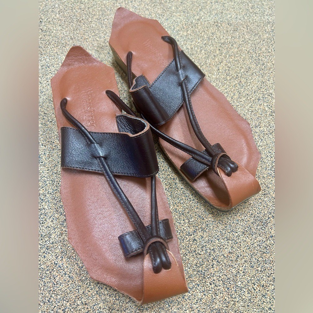 APL Sandali bassi Whensinger in pelle marrone con tanga taglia 39 8 8 5