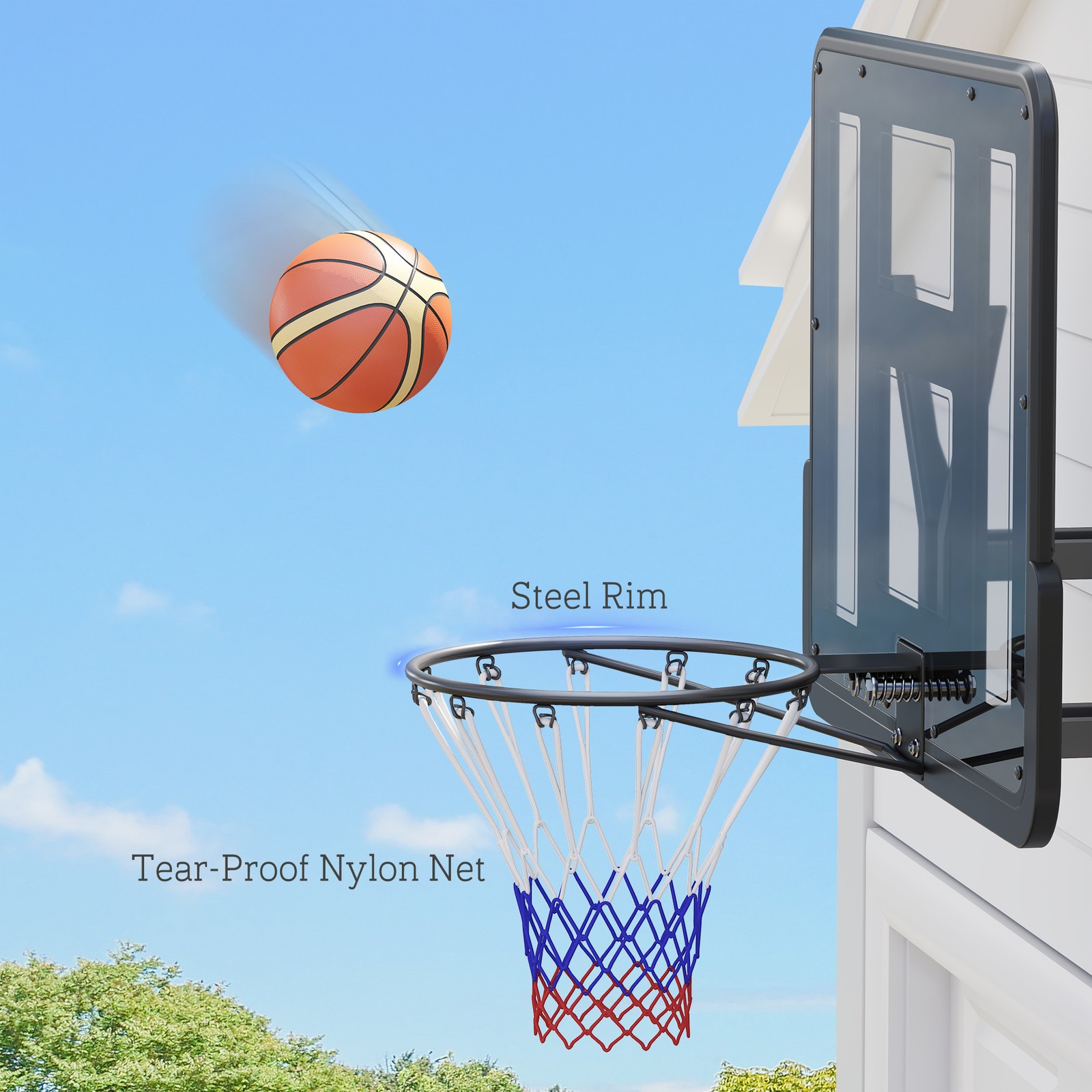 Soozier Wall Mounted Basketball Hoop with 43" Shatter Resistant Backboard