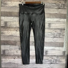 SPANX Faux Leather Pebbled LEGGINGS-20186R-Black Reptile Scale-Sz X-Large