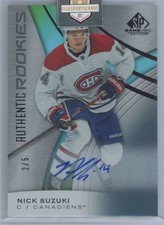2019-20 upper deck SP gameused rookie auto 2/5 Nick Suzuki Montreal Canadiens