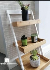 John Lewis 3 Tier Bamboo Shelf Unit Bathroom Storage Ladder Natural NEW RRP £59