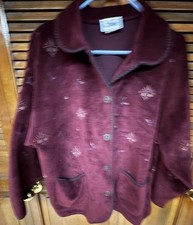 Vintage Artisans Sunschein Designs Floral Painted Fleece Sweater Size XL