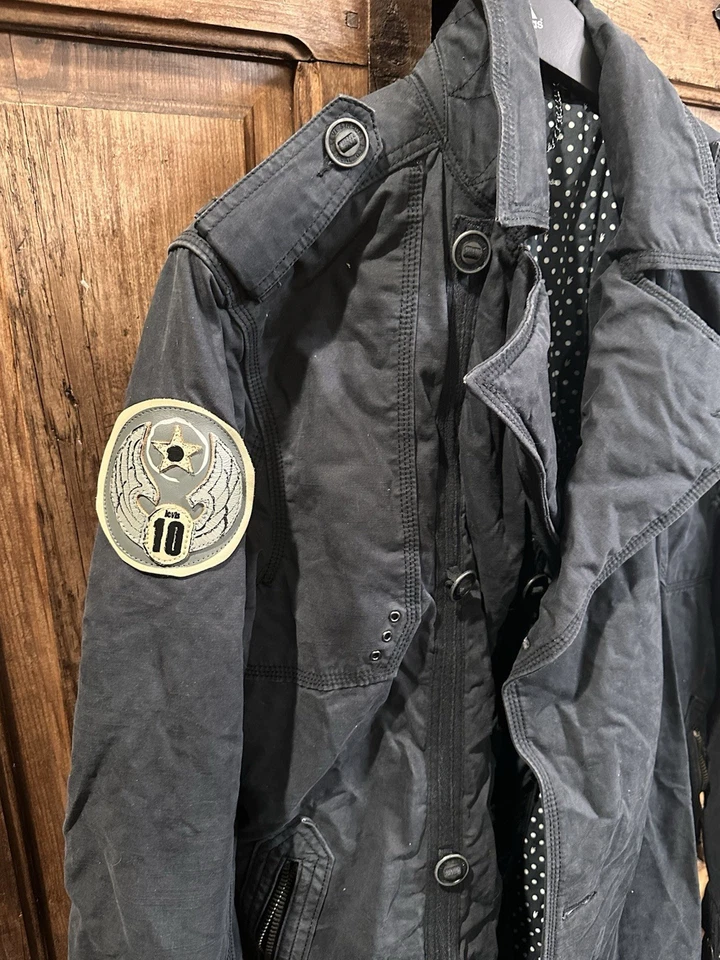 Chaqueta Abrigo Levi’s Negra Hombre XL, Estilo Utilitario Militar con 10 Parches Peso Pesado Foto 2 de 4