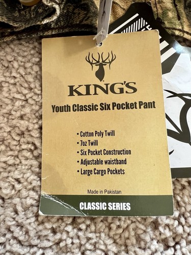 King’s Camo Youth Hunting Pants 14/16 Realtree Edge Cargo Cotton Blend NWT - Picture 12 of 14