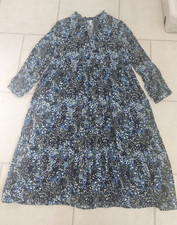 AND/OR JOHN LEWIS BLACK PATTERNED MIDI DRESS, SIZE 14