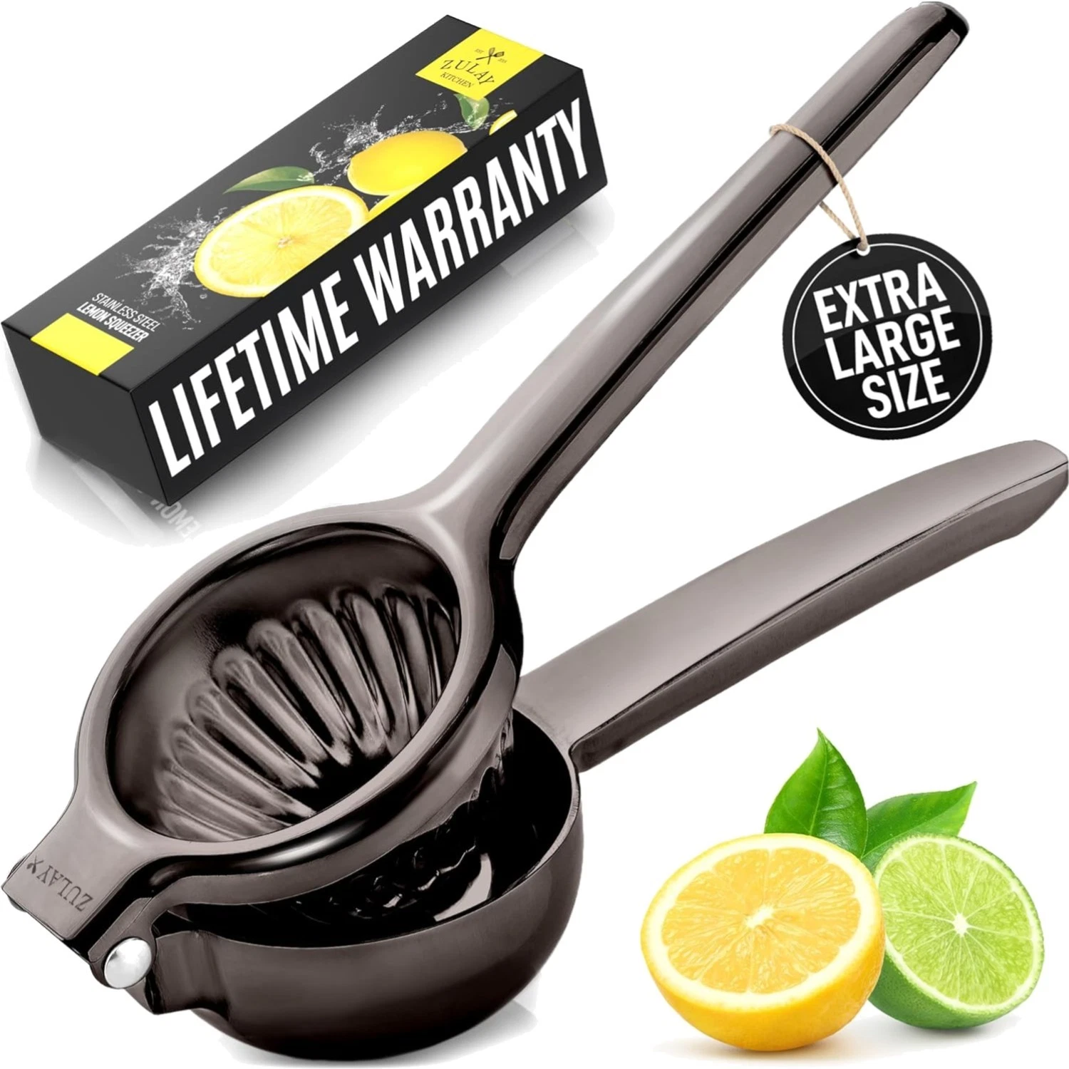 Durable Extra Large Citrus Juicer - Stainless Steel Hand Press for Home Use