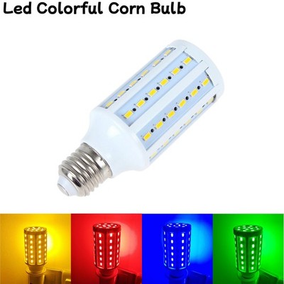 E27 Led Colorful Corn Bulb 110v Red Blue Green Pink Purple Yellow 15w No Flicker