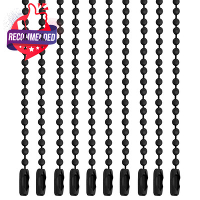10pcs Ball Beads Chain Bulk,black Keychain Rings Metal 4 Inch Dog Tag Metal