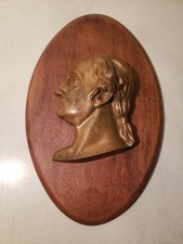 Antique Bronze George Washington Bronze Profile Bust Plaque Wall Hanging 12.75”