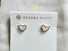 Kendra Scott Ari Heart Gold Stud Earrings in Iridescent Drusy
