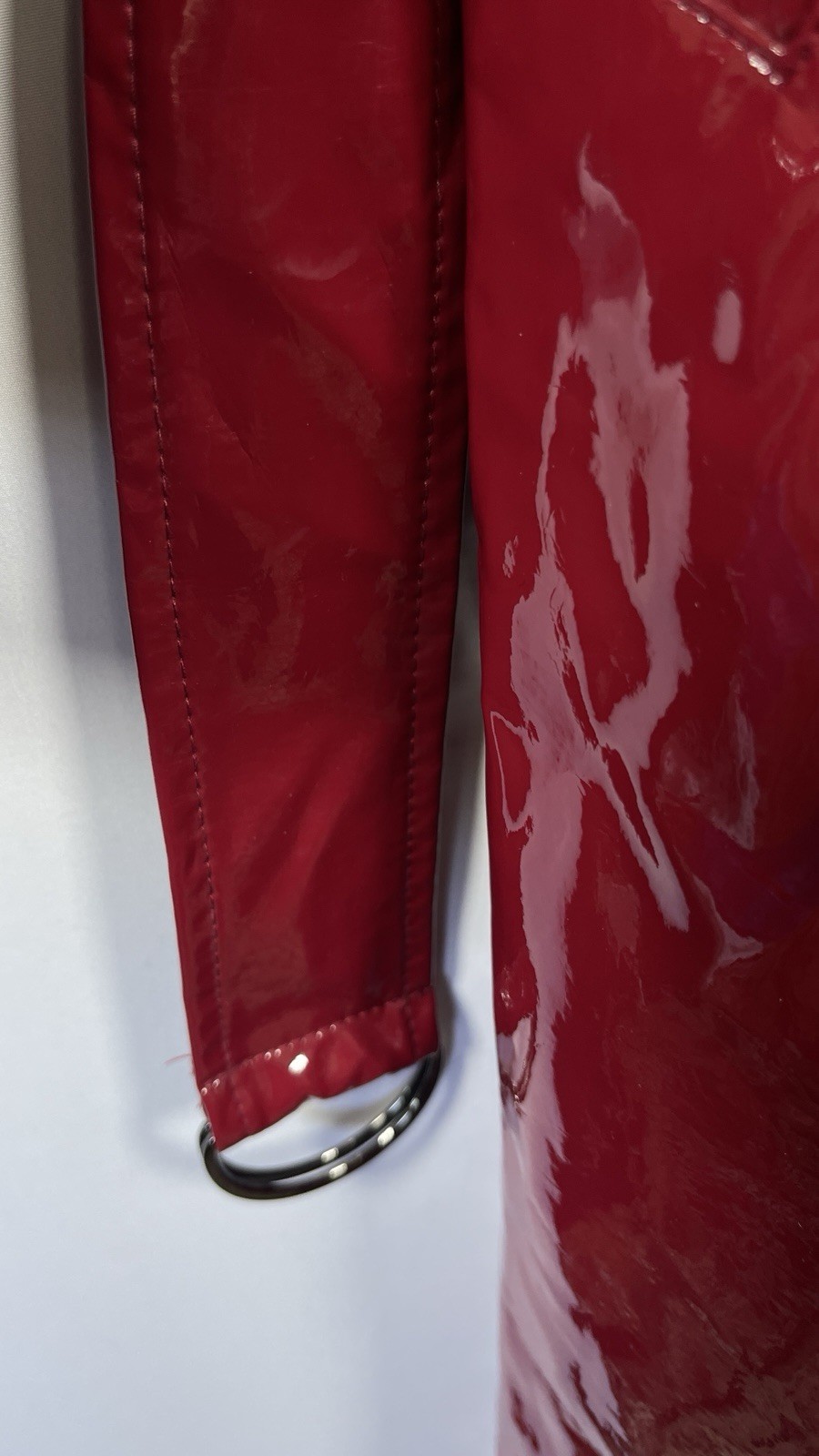 Naked Wardrobe Womens Belted Glossy Trench Coat Size S Dark Red Statement Luxury image 8
