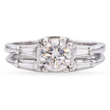 Vintage White Gold 0.74ct H SI1 Diamond Engag...