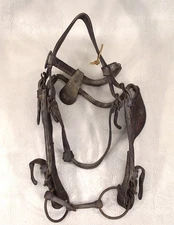 Antique Leather US Calvary Bridle with Blinders and Snaffle Bit Military