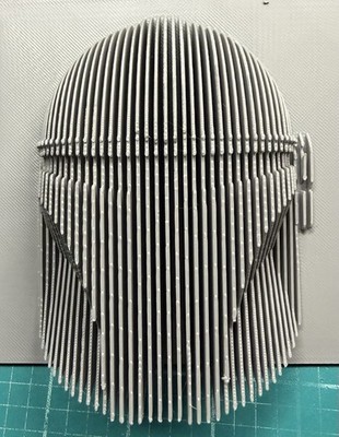 Mandalorian Sci-Fi Inspired Line Contour Sculpture 3D Printed PLA Art Display