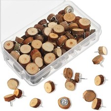 80 Pcs Wood Push Pins, Wood Thumb Tacks Decorative Push Pins for Cork Boards,...