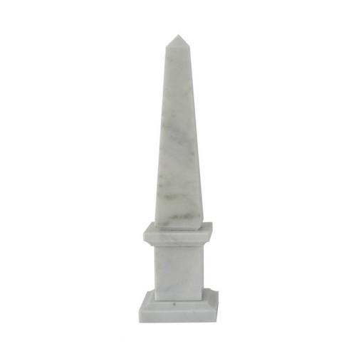 Classic Obelisk In White Carrara Marble Table Sculpture H 25CM - Picture 2 of 4