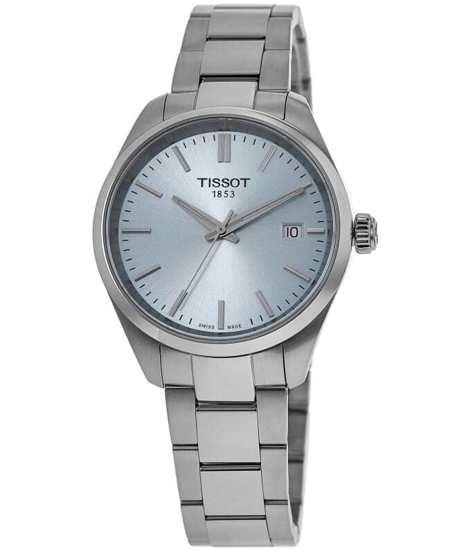 Новые женские часы Tissot PR 100 с кварцевым 34-миллиметровым циферблатом Ice Blue T150.210.11.351.00