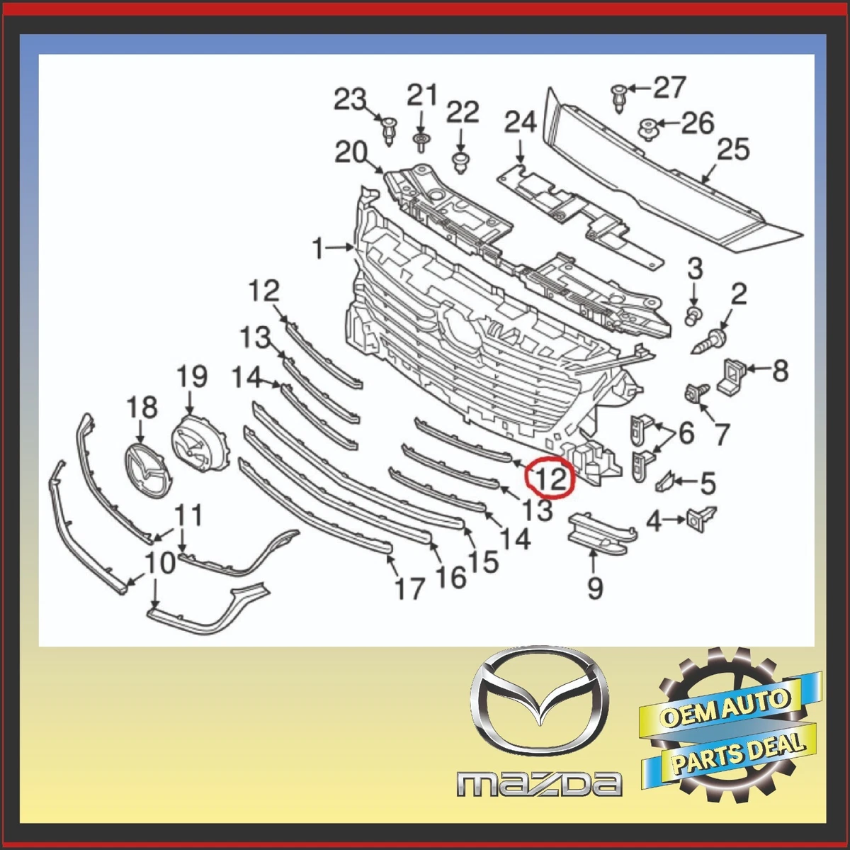 GENUINE MAZDA 3 2017 2018 OEM Grille Left Insert Strip B63B 50