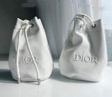 NIB Dior Beauty Cosmetic Bag Drawstring White Pouch Clutch VIP Gifts Genuine  
