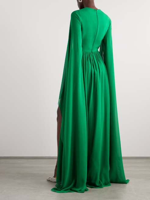 Elie Saab Pleated Silk Chiffon Gown FR 36 (US 4) | eBay